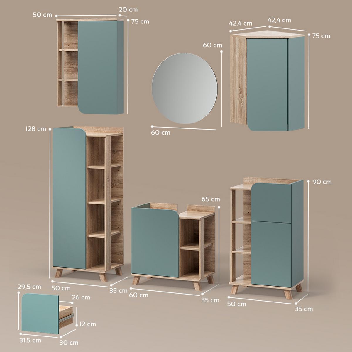 BADMÖBEL-SET Marano Blau-Grau 6 Teile - Blaugrau, Holzwerkstoff (60/65/35cm) - Livinity®