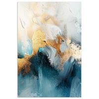 POSTER Abstrakt - Kunst - Gold - Blau Wanddeko 40x60 cm - Petrol, Papier (40/60/0.1cm) - MuchoWow