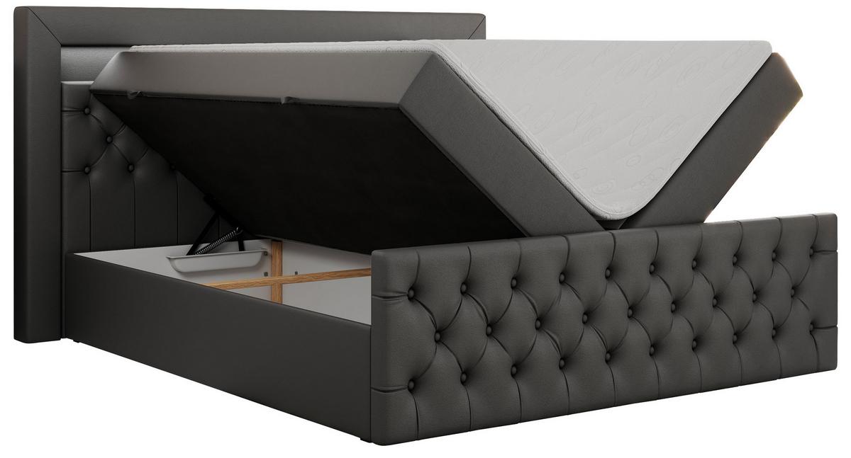 BOXBETT GOLD-9 LED 200/200 Dunkelgrau Kunstleder - H4 - Dunkelgrau, Holz/Textil (200/200cm) - MKS