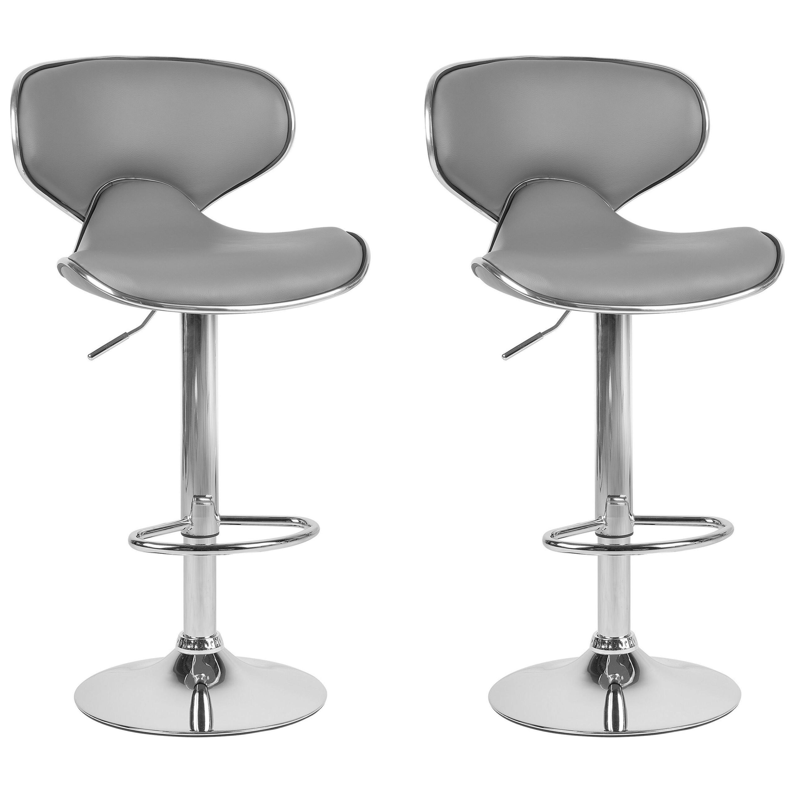 BARHOCKER 2er-Set Kunstleder Grau Conway - Grau, Textil/Metall (45/110/35cm) - Beliani