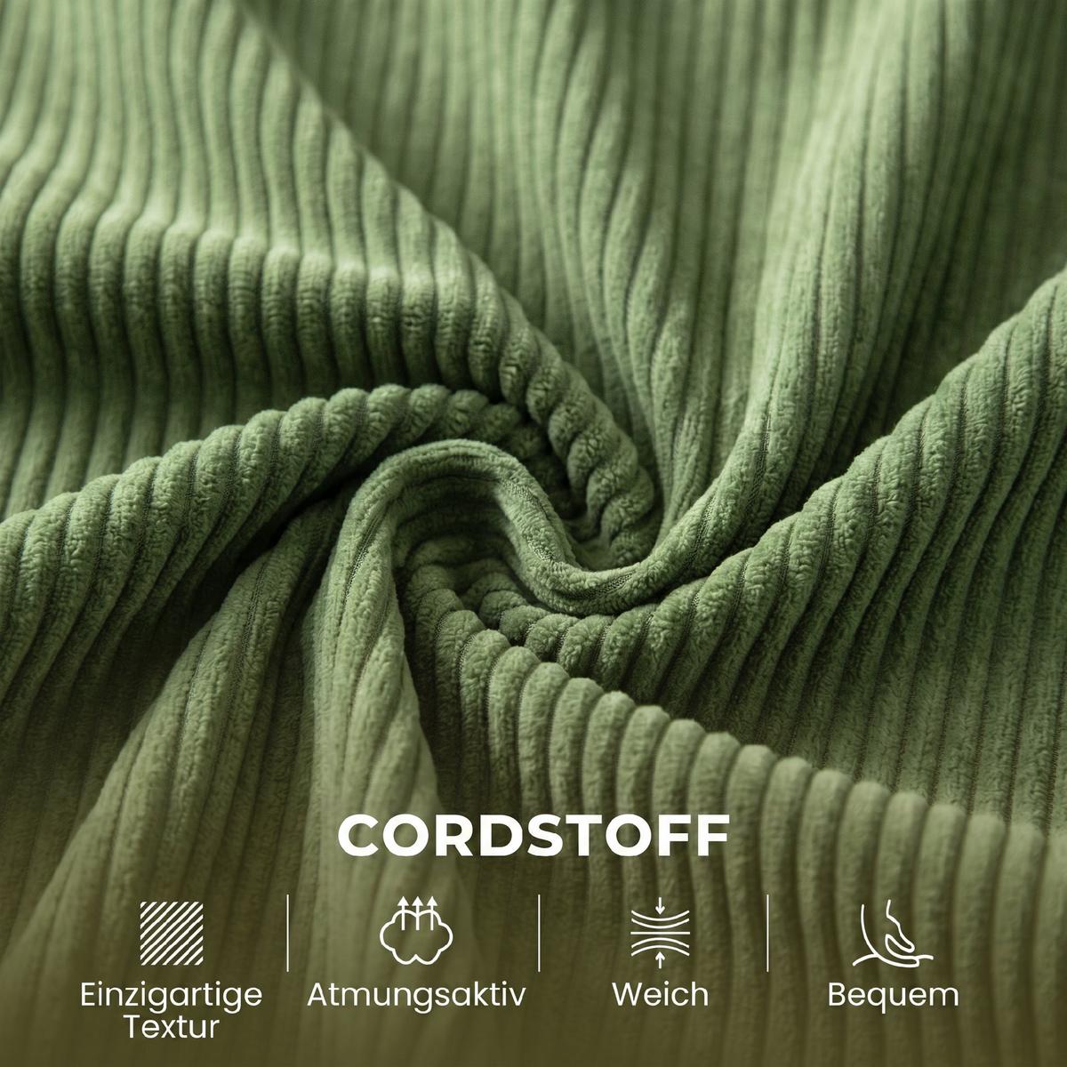 2-SITZER-SOFA Cord Grün - Naturfarben/Grün, Holz/Textil (74/84/134cm) - HOMCOM