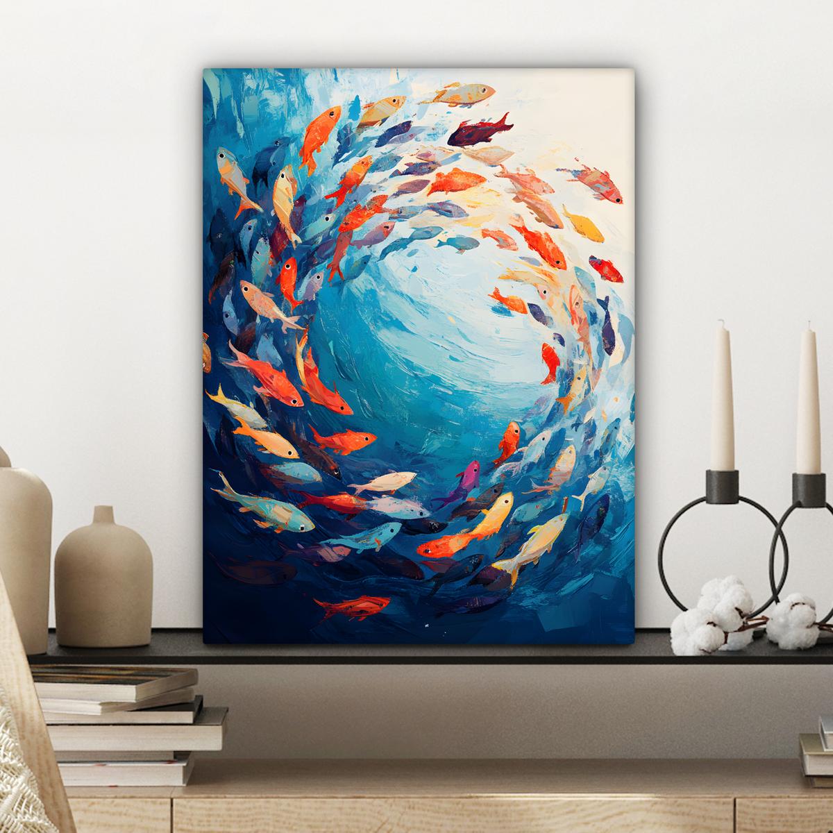 LEINWANDBILD Meer - Fische - Bunt - Dynamisch Room Decor 30x40 cm - Hellblau, Textil (30/40cm) - MuchoWow