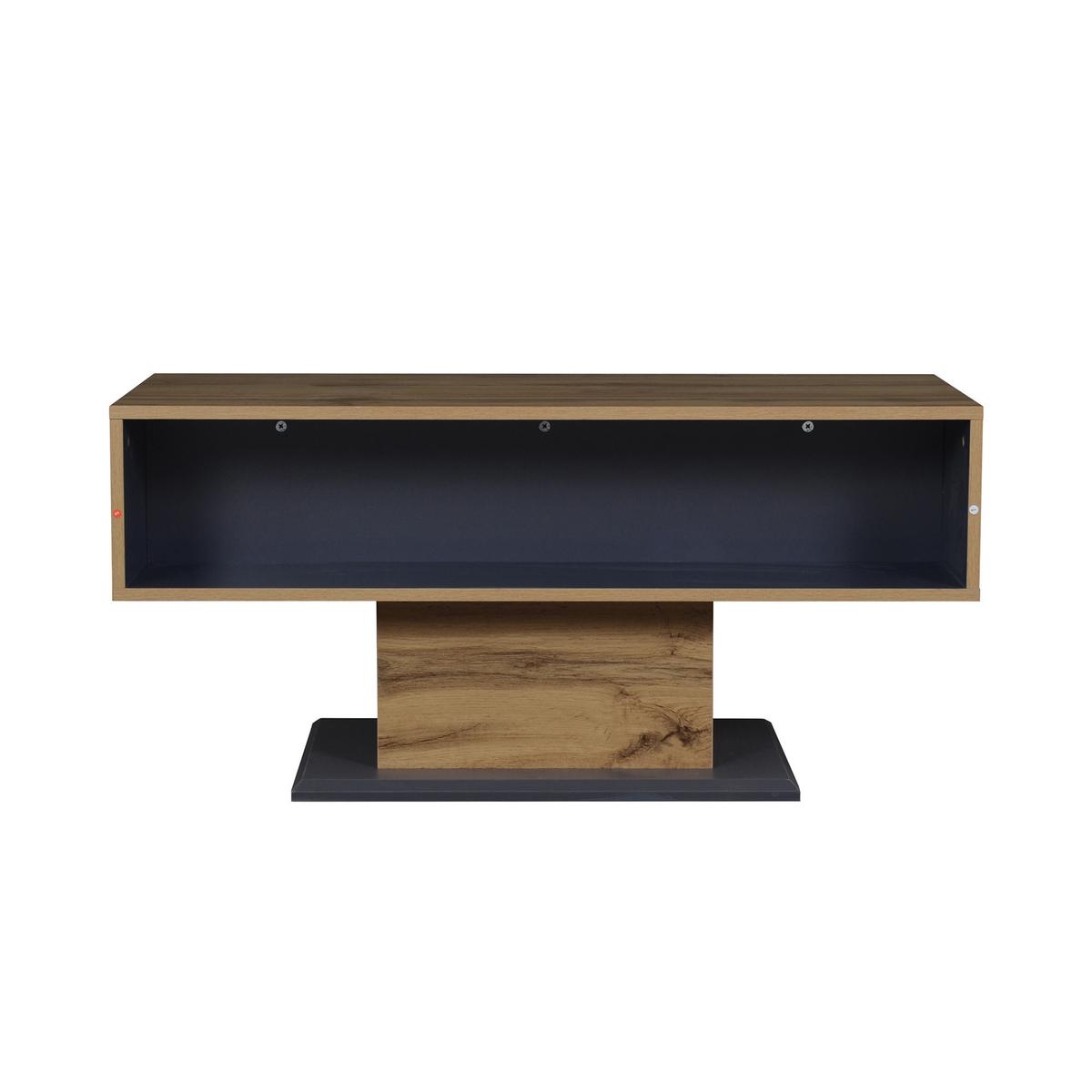COUCHTISCH in Eiche-Optik & Grau Mit Klappfach & beidseitigem Stauraum - Grau, Holzwerkstoff (50/100/46.5cm) - Urban Meuble