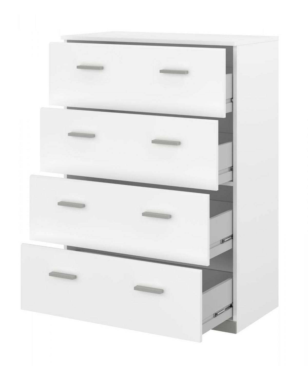 KINDERZIMMER weiß, Komplett-Set 2-teilig mit Stauraumbett, Kommode - Silberfarben/Weiß, Holzwerkstoff/Kunststoff (115/110/204cm) - Parisot Meuble