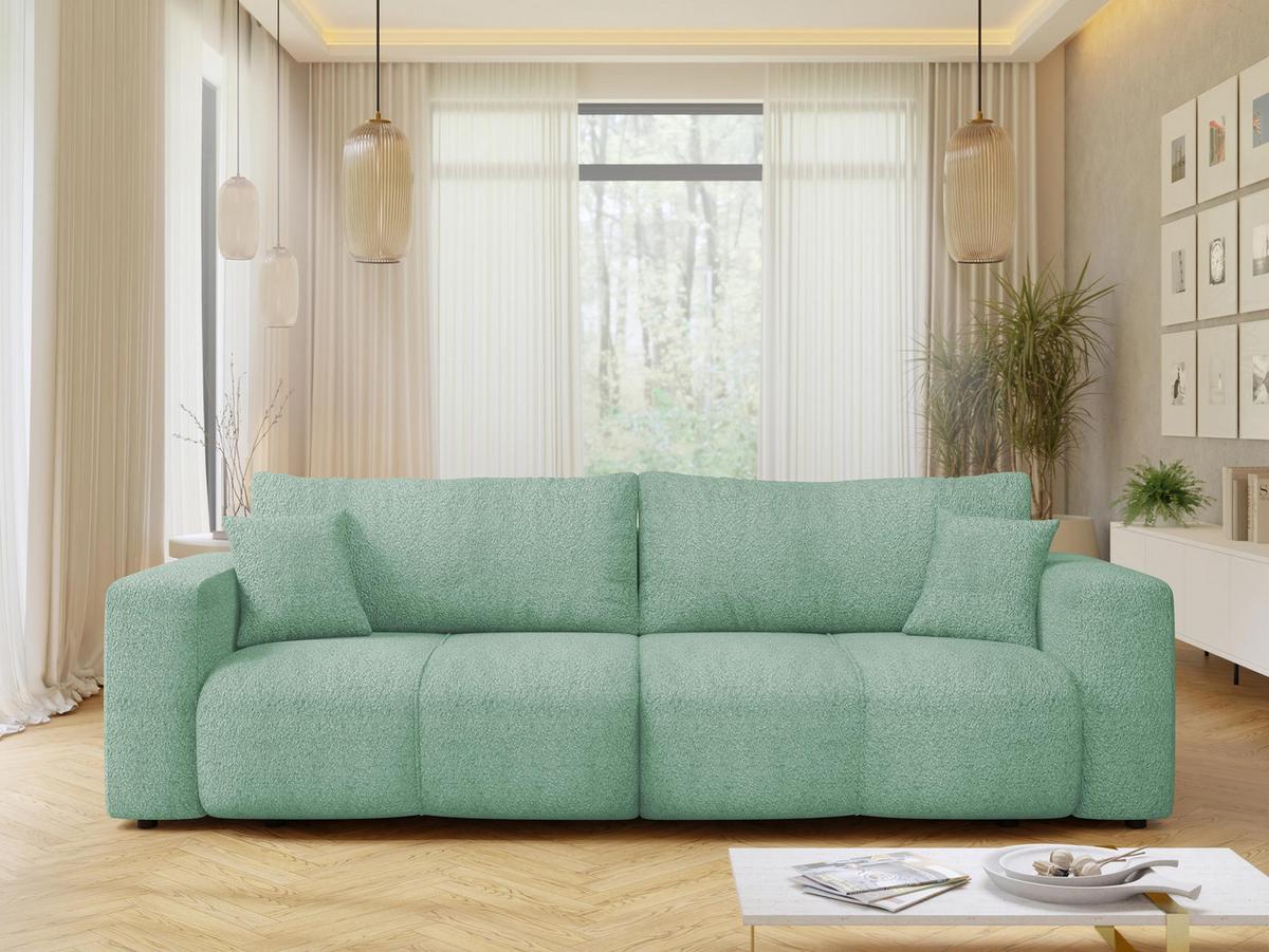 SCHLAFSOFA Furyn Boucle - Schwarz/Mintgrün, Holzwerkstoff/Kunststoff (248/82/92cm) - MIRJAN24