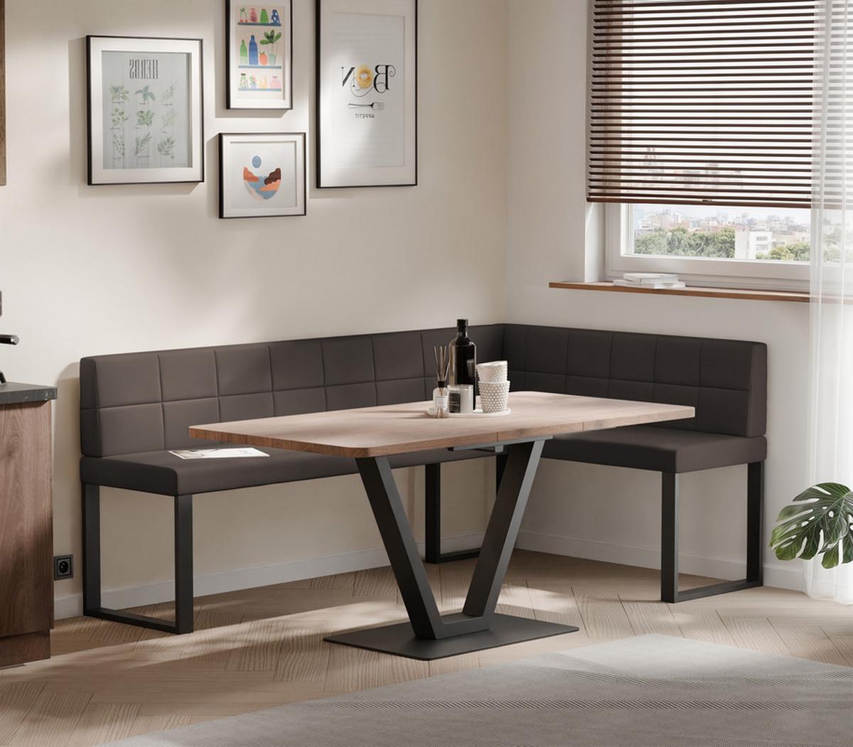 ECKBANK rechts SANA U Kunstleder gesteppt, 168/128 cm Braun - Braun, Kunststoff/Textil (128/168cm) - Idohome