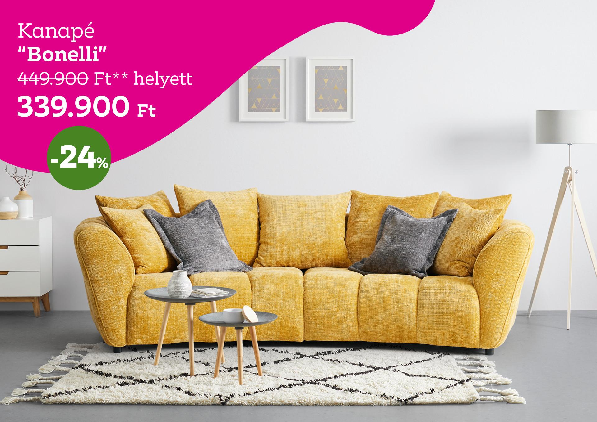 Kanapé Bonelli 449900 Forint helyett 339900 Forint, kedvezmény mértéke 24%