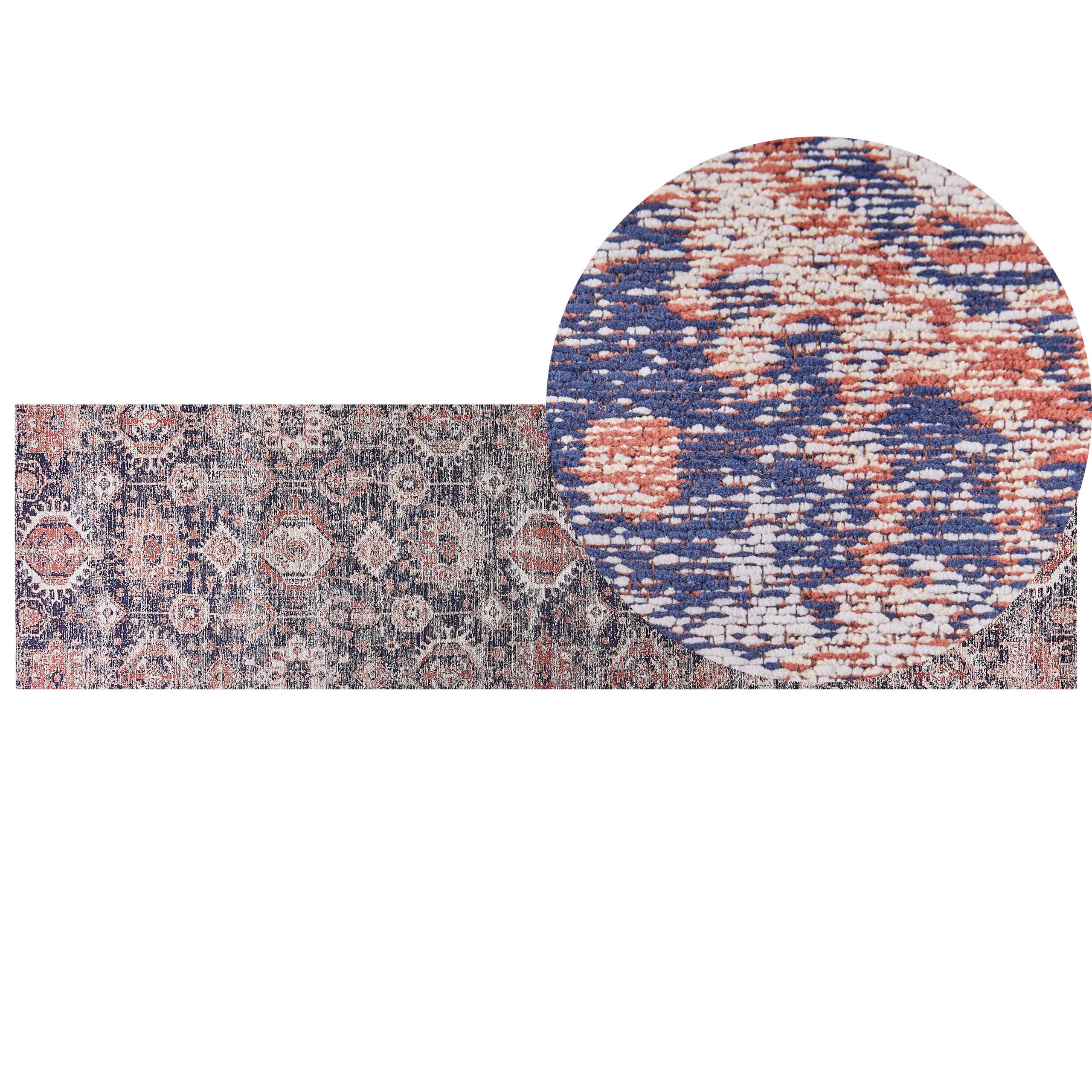 KURZFLOR-TEPPICH BAUMWOLLE Kurin 300/80 cm - Blau, Textil (80/300cm) - Beliani