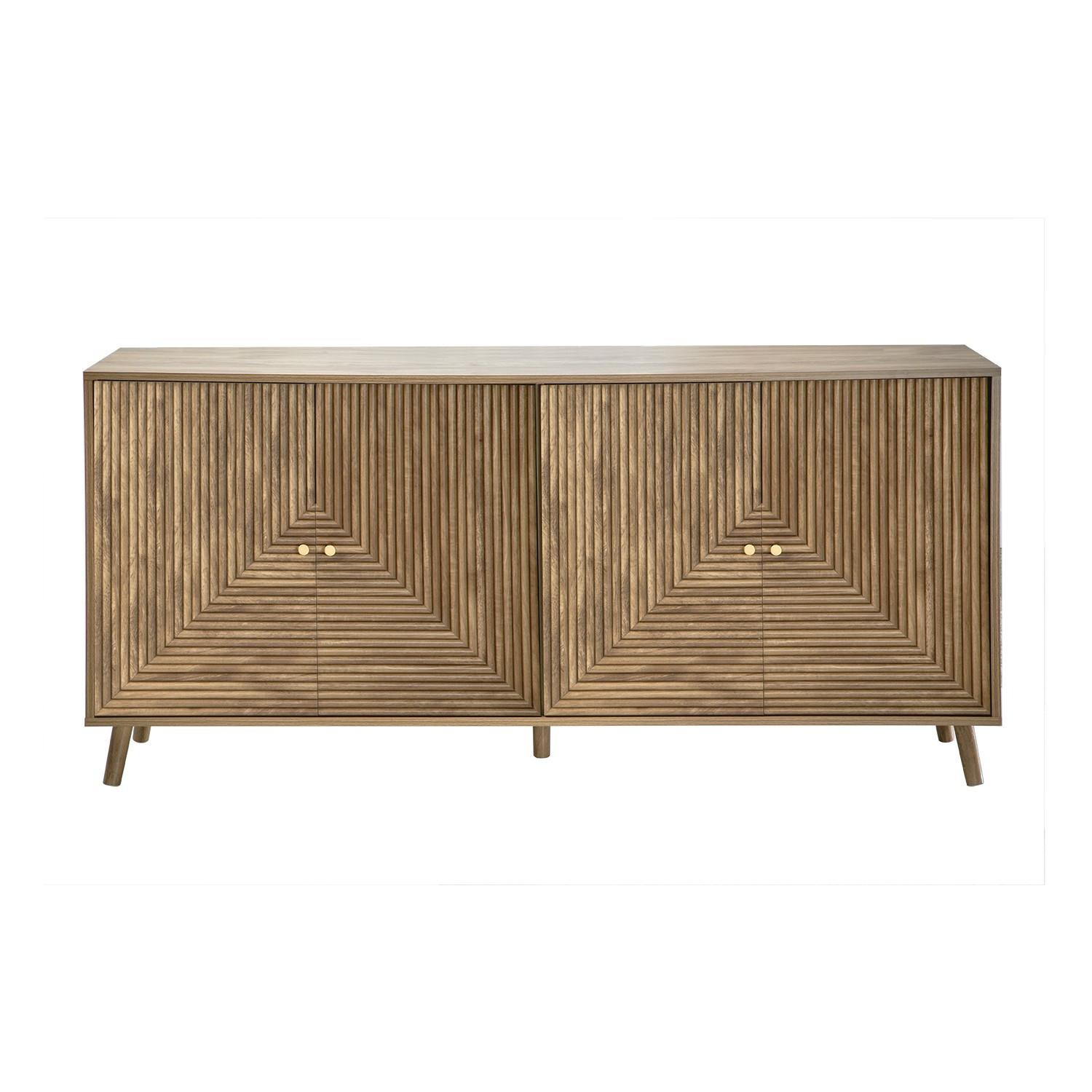BUFFET mit 4 Türen, laminierten Fronten 39/75/156,5 cm - Eschefarben, Holzwerkstoff (39/75/45cm) - Calicosy