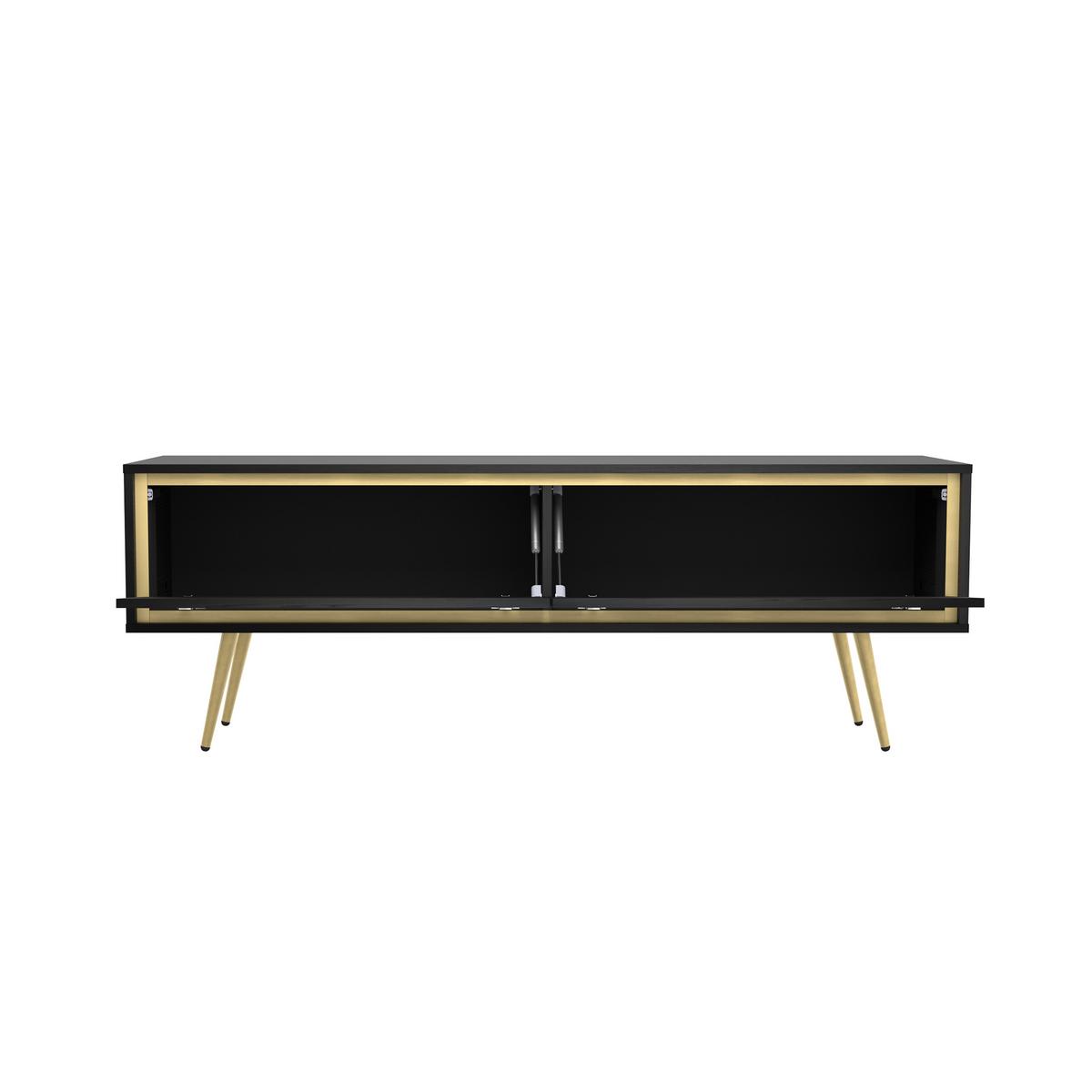 LOWBOARD Lori mit 2 Türen, Push-to-open-Öffnung, schwarz - Schwarz, Holzwerkstoff/Metall (150/40/40cm) - Beautysofa