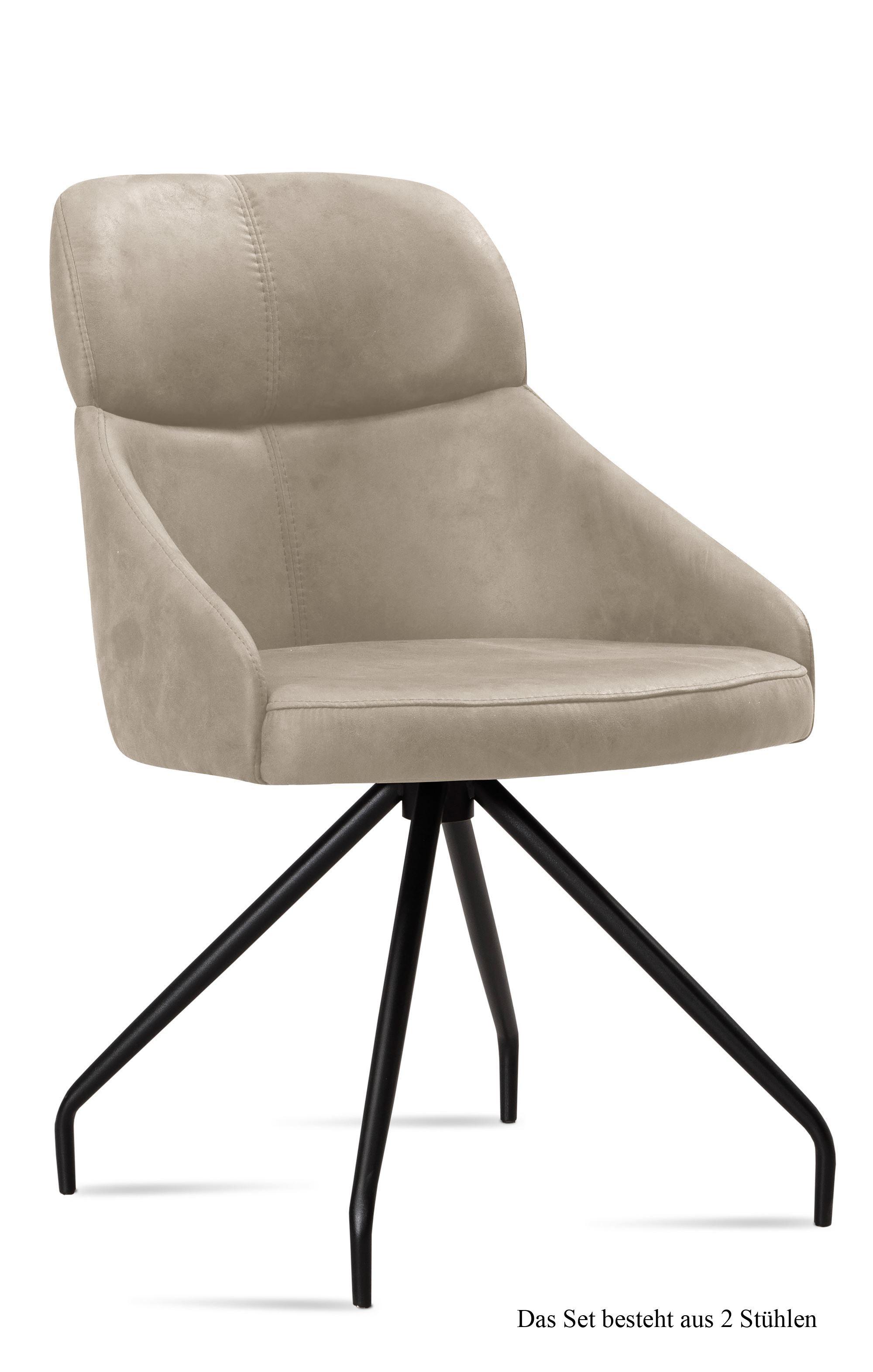 ESSZIMMERSTUHL (2er-Set) Dionne 52x82x63 Schwarz/Natur - Schwarz/Naturfarben, Kunststoff (63/82/52cm) - 58aufmkessel