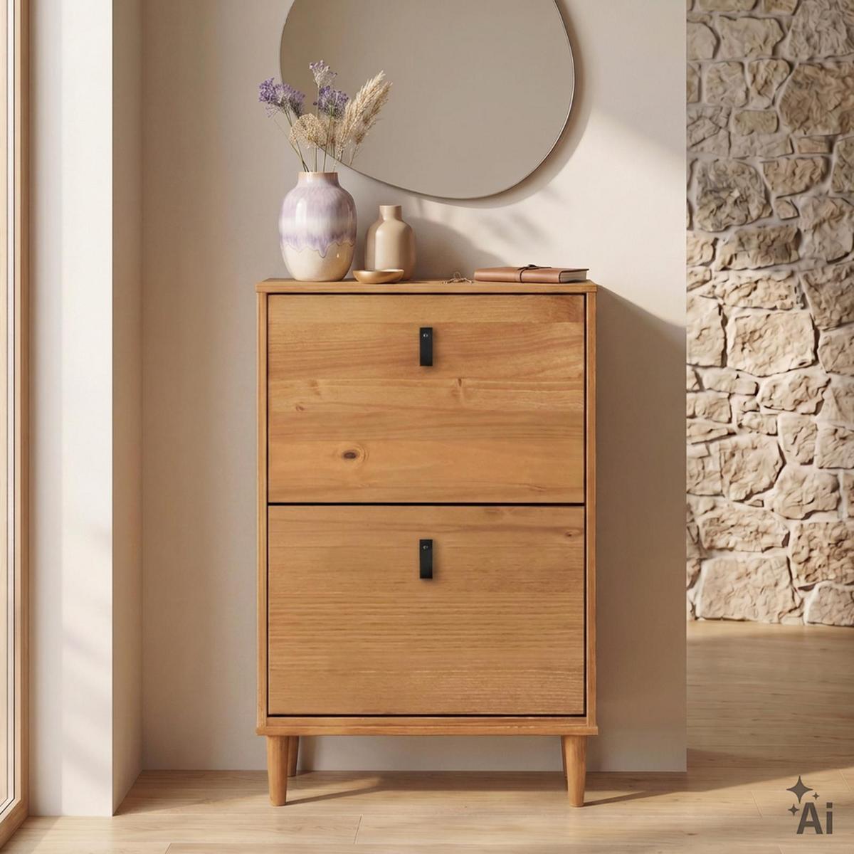 SCHUHKIPPER MIKKA Eiche - Eichefarben, Holz (59/96/25cm) - IDIMEX