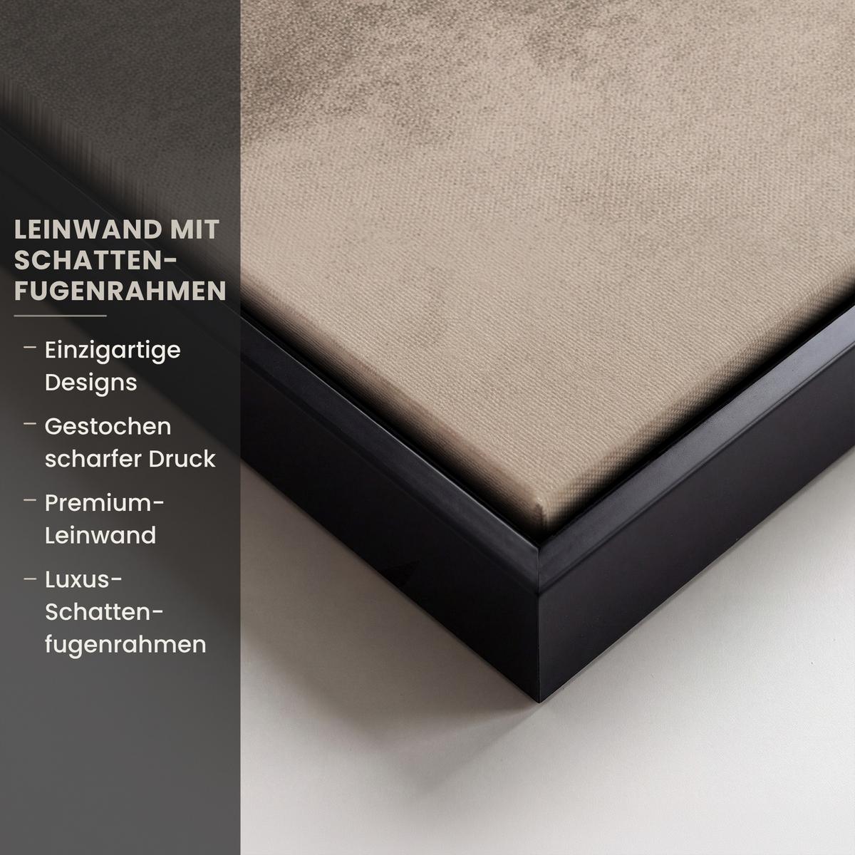 LEINWAND Bilder mit Rahmen - Vogel - Beige - Japanisch - 70x100 - Taupe, Textil (70/100cm) - MuchoWow