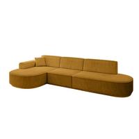 ECKSOFA Ottomane Links MARI-L2-v3 - 328x171x83 cm Senfgelb Cord - Gelb/Schwarz, Holzwerkstoff/Kunststoff (328/171cm) - ALTDECOR