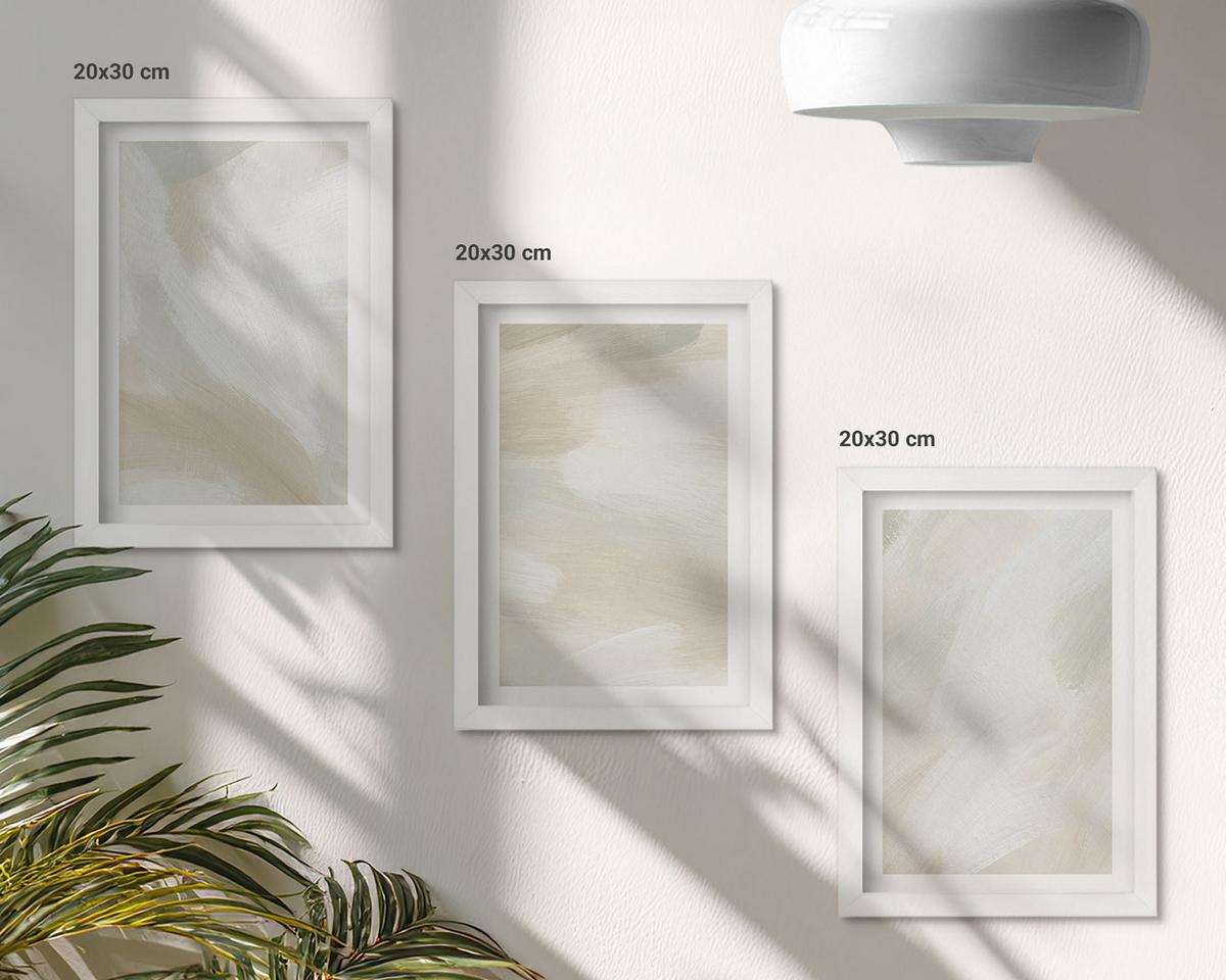 BILDER SET 3er Set - 20x30 cm Weißer Rahmen - Minimalismus der Farbstruktur - Weiß, Kunststoff (20/30cm) - TULUP