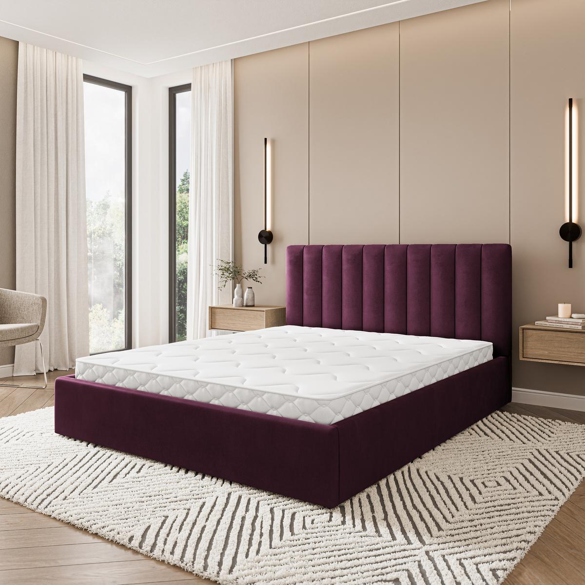 POLSTERBETT DEMERA MGV 120x200 cm mit Bettkästen - Violett - Violett, Holz (120/200cm) - MASSENO