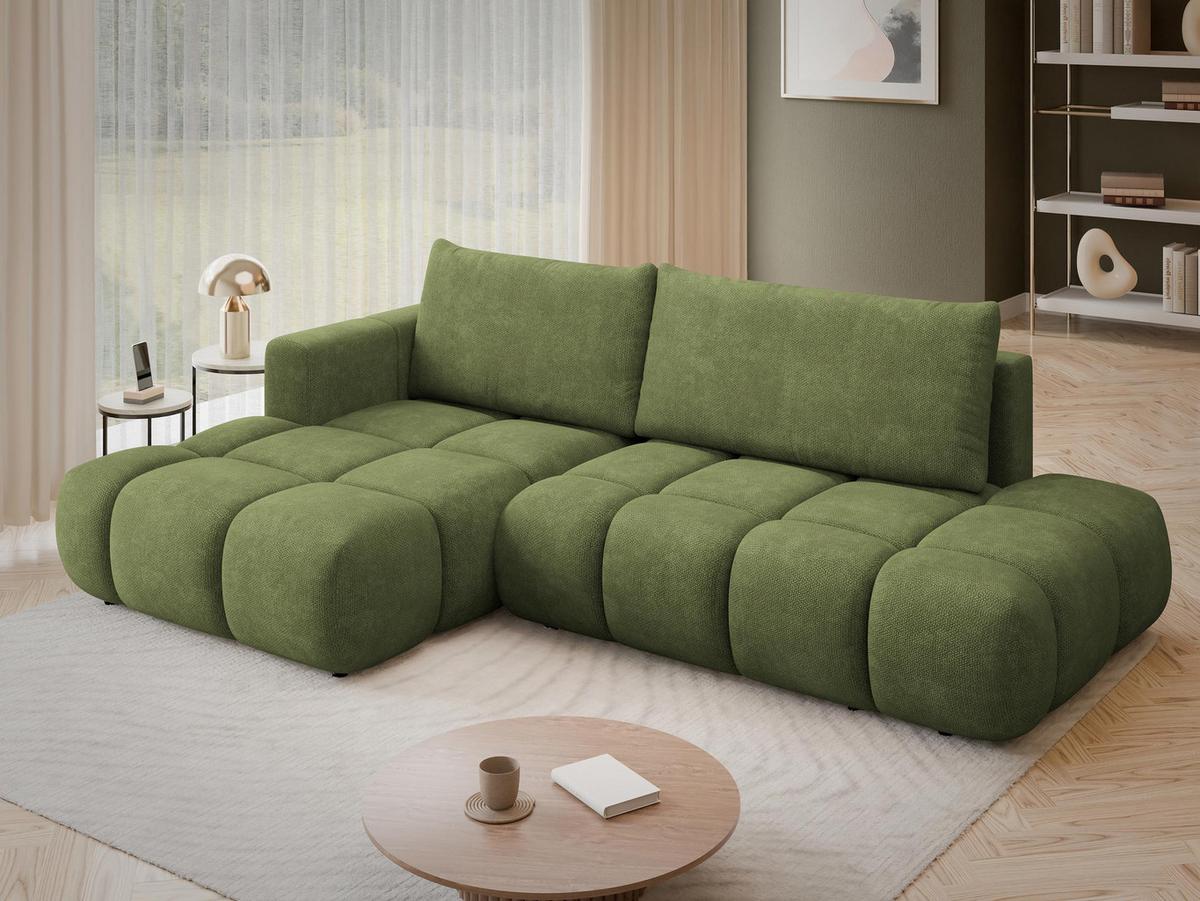 ECKSOFA Soffi, Seite: Links - Schwarz/Grün, Holz/Kunststoff (283/166cm) - MIRJAN24