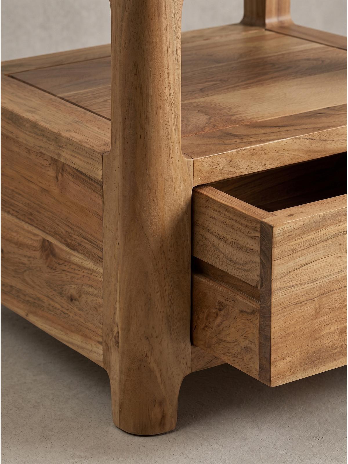 NACHTKONSOLE NALON, Akazie Massivholz, 45 x 35 x 46 cm - Braun/Akaziefarben, Akazienholz/Holz (45/46/35cm) - KADIMA DESIGN