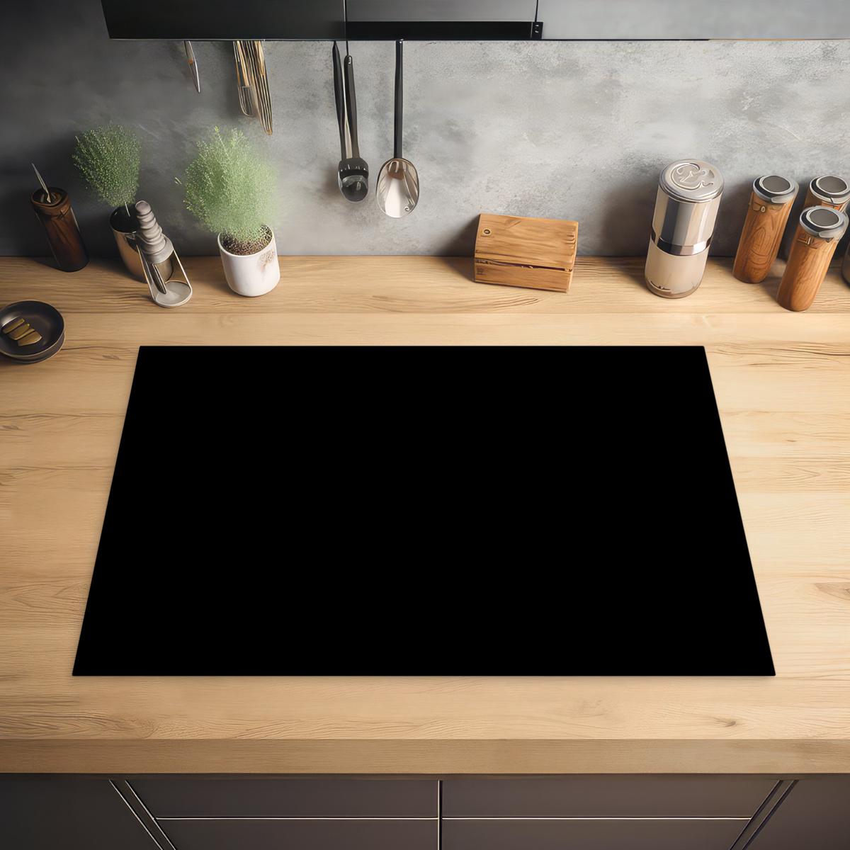 HERDABDECKPLATTE Schwarz - Einfarbig Induktionsmatte 77x51 cm - Schwarz, Kunststoff (77/51/0.2cm) - MuchoWow
