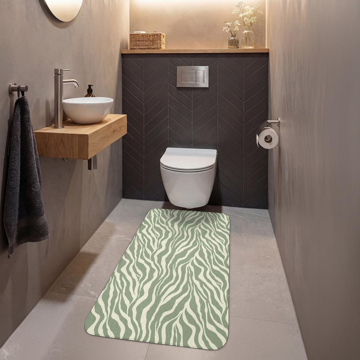 WC-VORLEGER Zebra - Motiv - Grün Toilettenvorleger 60x120 cm - Salbeigrün, Textil (60/1cm) - OnlyWow