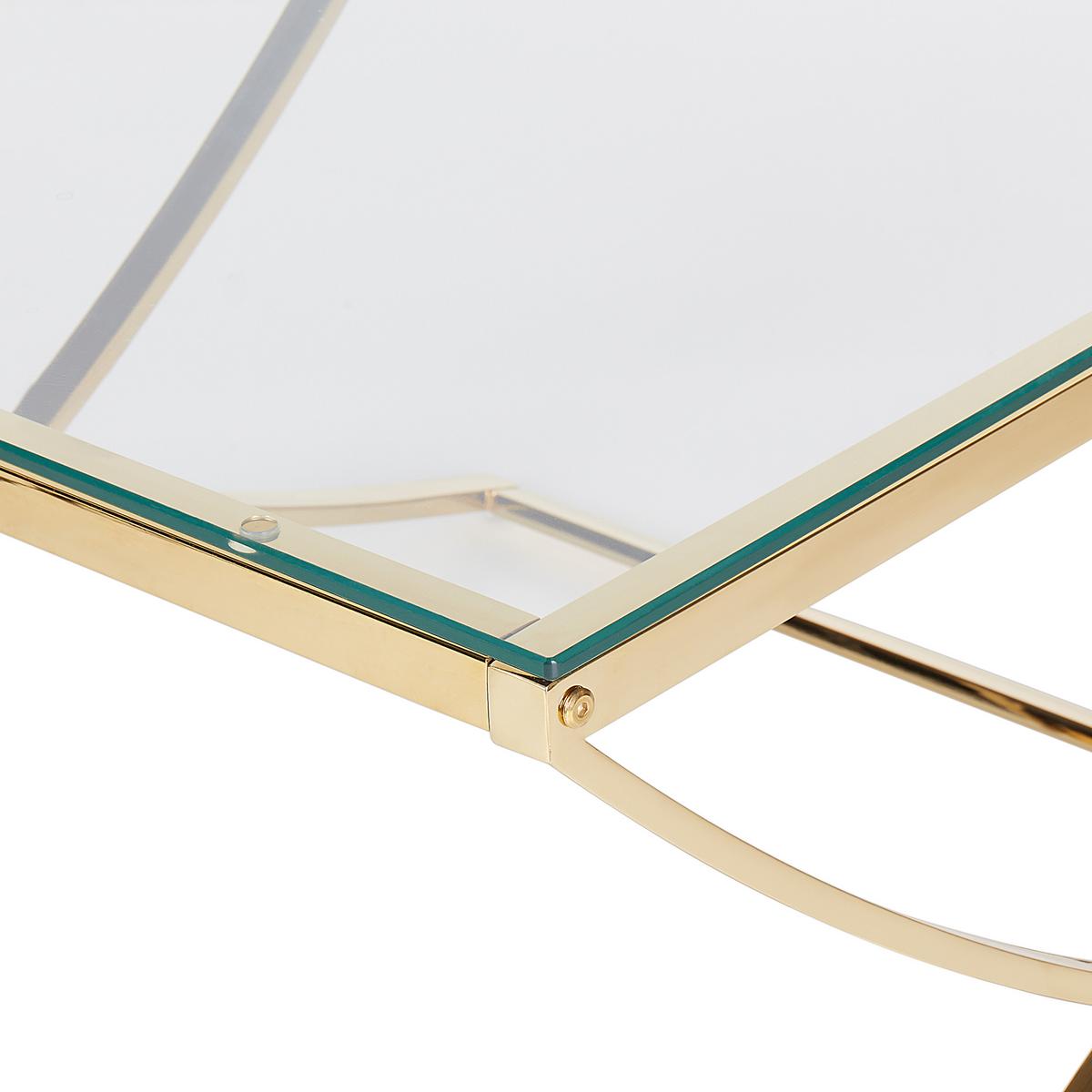 COUCHTISCH Glas/Edelstahl gold quadratisch 70/70 cm Ringgold - Goldfarben, Metall (70/70/45cm) - Beliani