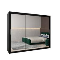 SCHWEBETÜRENSCHRANK 200/250/62 3-türig - Silberfarben/Schwarz, Holz/Kunststoff (250/200/62cm) - MÖBEL KRYSPOL