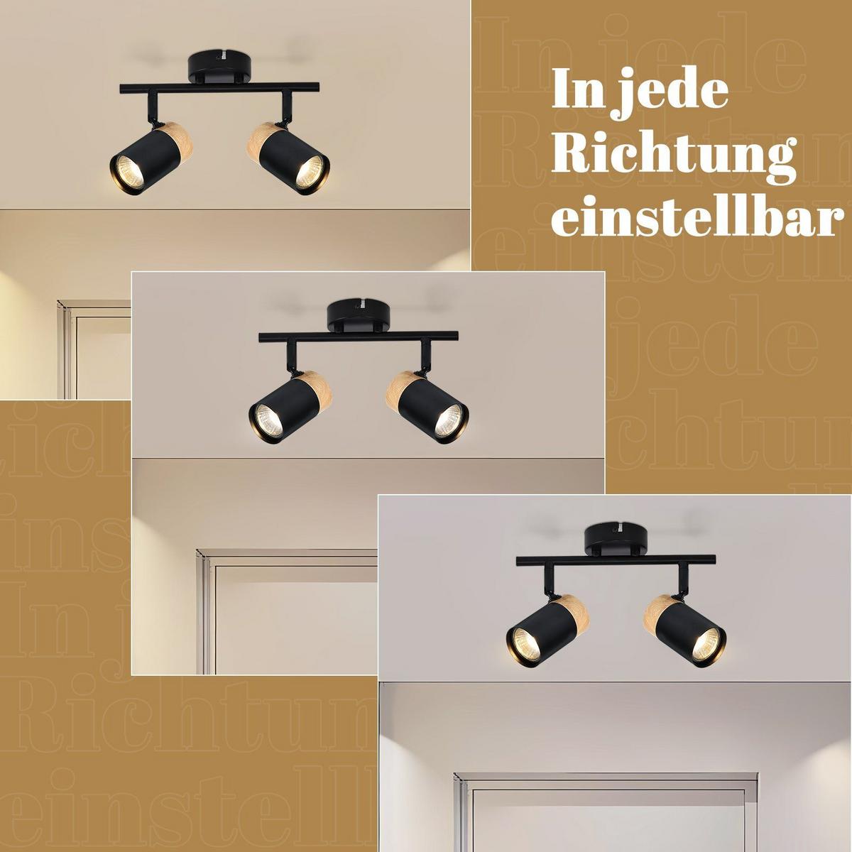 DECKENLEUCHTE Doris 2-flammig 30/10/19 cm - Schwarz, Metall (30/10/19cm) - Nettlife
