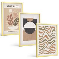 BILDER SET 3er Set - 40x60 cm Goldrahmen - Abstrakte Formenmuster - Goldfarben, Kunststoff (40/60cm) - TULUP
