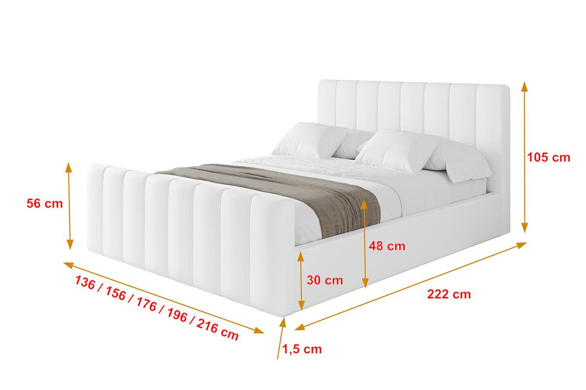 POLSTERBETT mit Bettkasten, Fußteil und Lattenrost, Boxbett mit Matratze H3/H4 - STERA-Z 160x200 Weiß Kunstleder - Weiß Hochglanz, Holzwerkstoff/Textil (160/200cm) - ALTDECOR