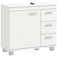 WASCHBECKENUNTERSCHRANK MDF Weiß - Silberfarben/Weiß, Holzwerkstoff/Kunststoff (30/64/70cm) - HOMCOM