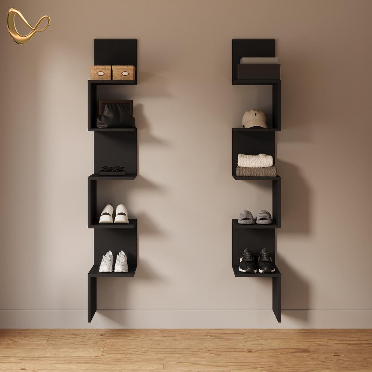 ECKREGAL Vesuvio Schwarz 28 x 175.4 cm 2er Set - Schwarz, Holzwerkstoff (28/175.4/28cm) - Livinity®