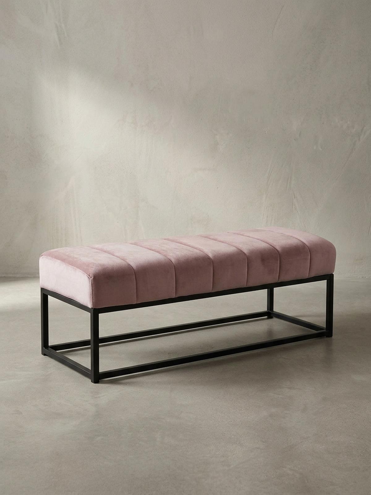 SITZBANK Samt Metallgestell gepolstert, Rosa 108x40x40 cm - Pink/Schwarz, Textil/Metall (108/40/40cm) - KADIMA DESIGN