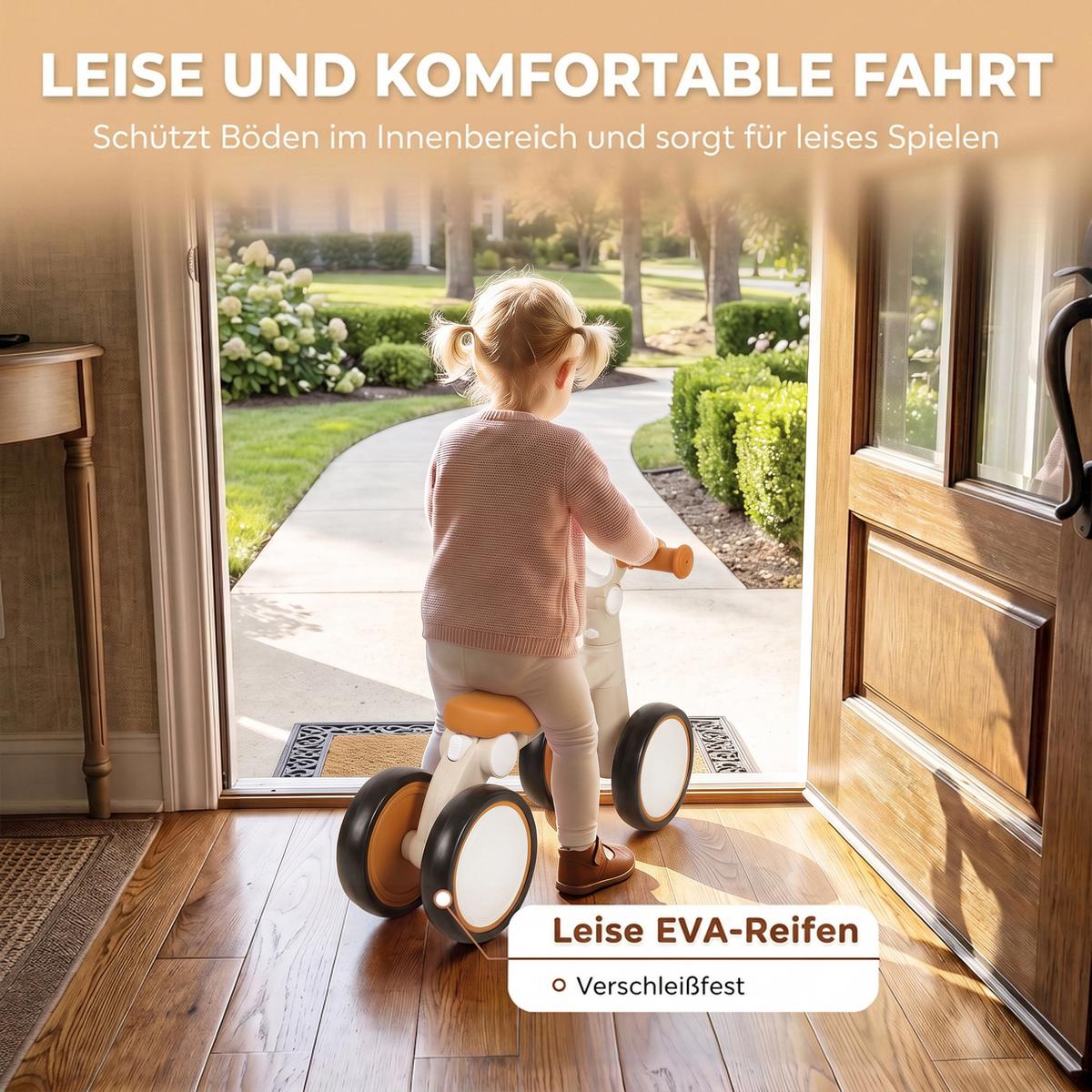 KINDERLAUFRAD Aluminiumlegierung EVA Cremeweiß - Creme, Metall (57/28.5/40cm) - AIYAPLAY
