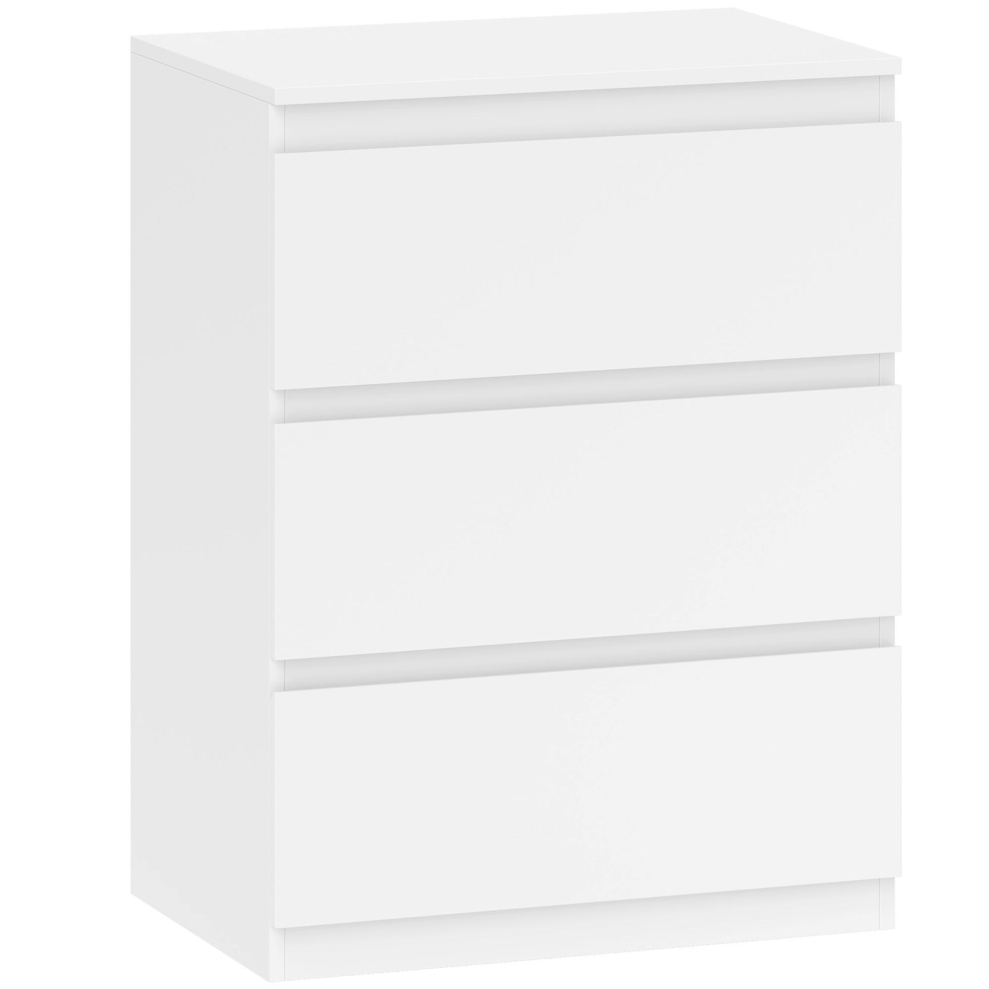 KOMMODE mit 3 Schubladen für Wohnzimmer Spanplatte Weiß - Weiß, Holzwerkstoff (40/79/60cm) - HOMCOM