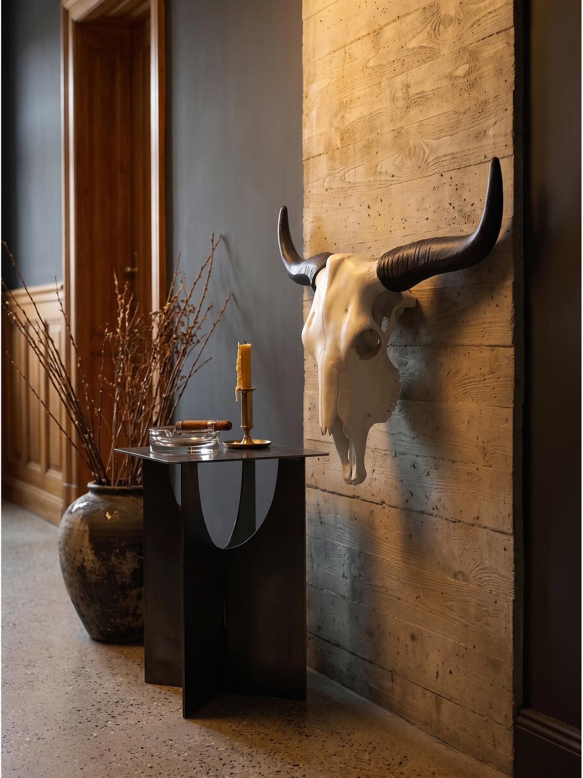 GEWEIH NAAB, Aluminium, Weiß-Schwarz, 55,5 x 14 x 40 cm - Weiß, Metall (55.5/40/14cm) - KADIMA DESIGN