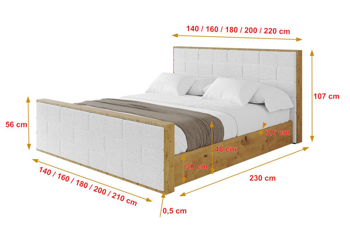 POLSTERBETT mit Bettkasten, Fußteil und Lattenrost, Boxbett mit Matratze H3/H4 - ENZO8-Z 160x200 Weiß - Weiß, Holzwerkstoff/Textil (160/200cm) - ALTDECOR