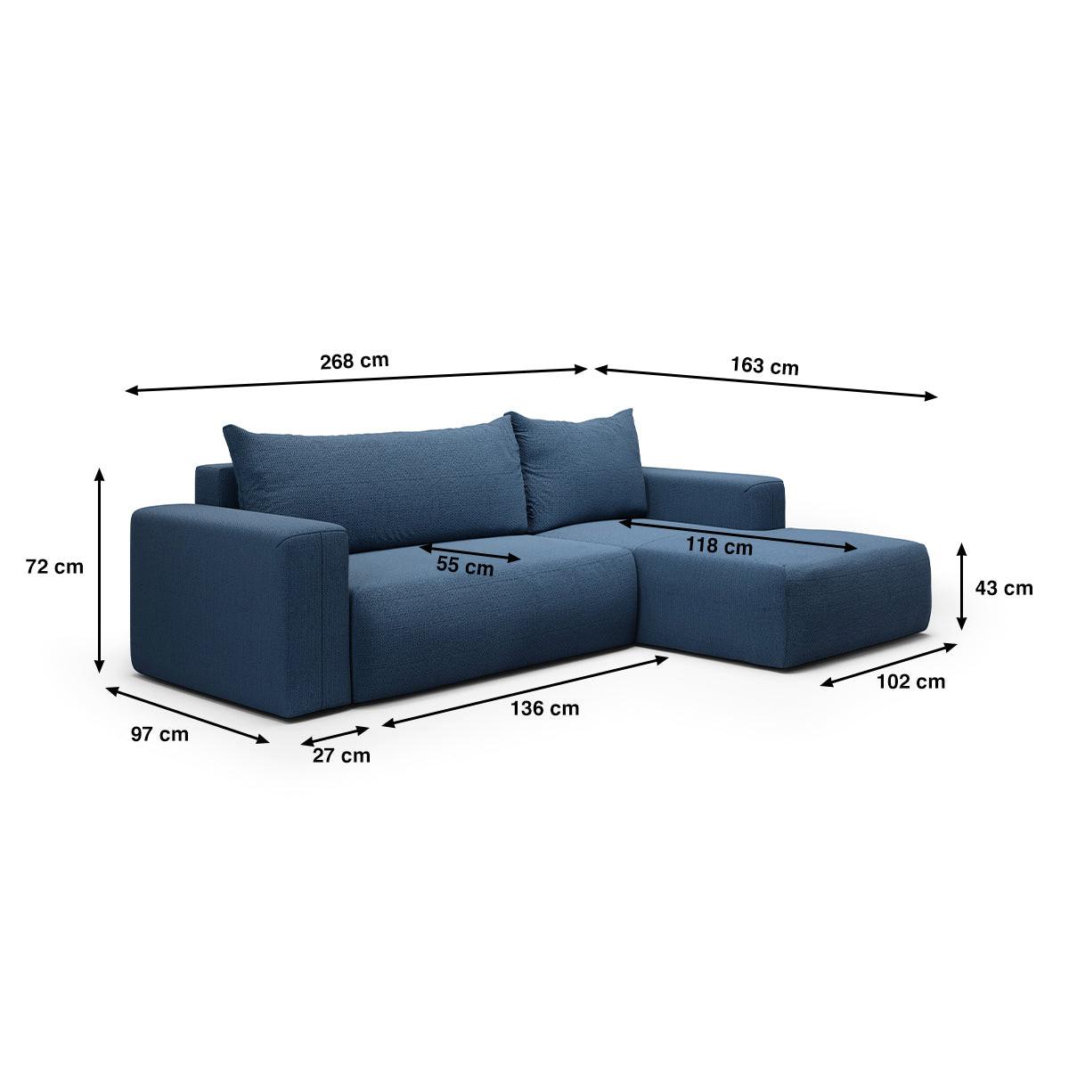 ECKSOFA Bliss 3 Sitzplätze Blau - Blau, Holz (268/163cm) - Petits-meubles