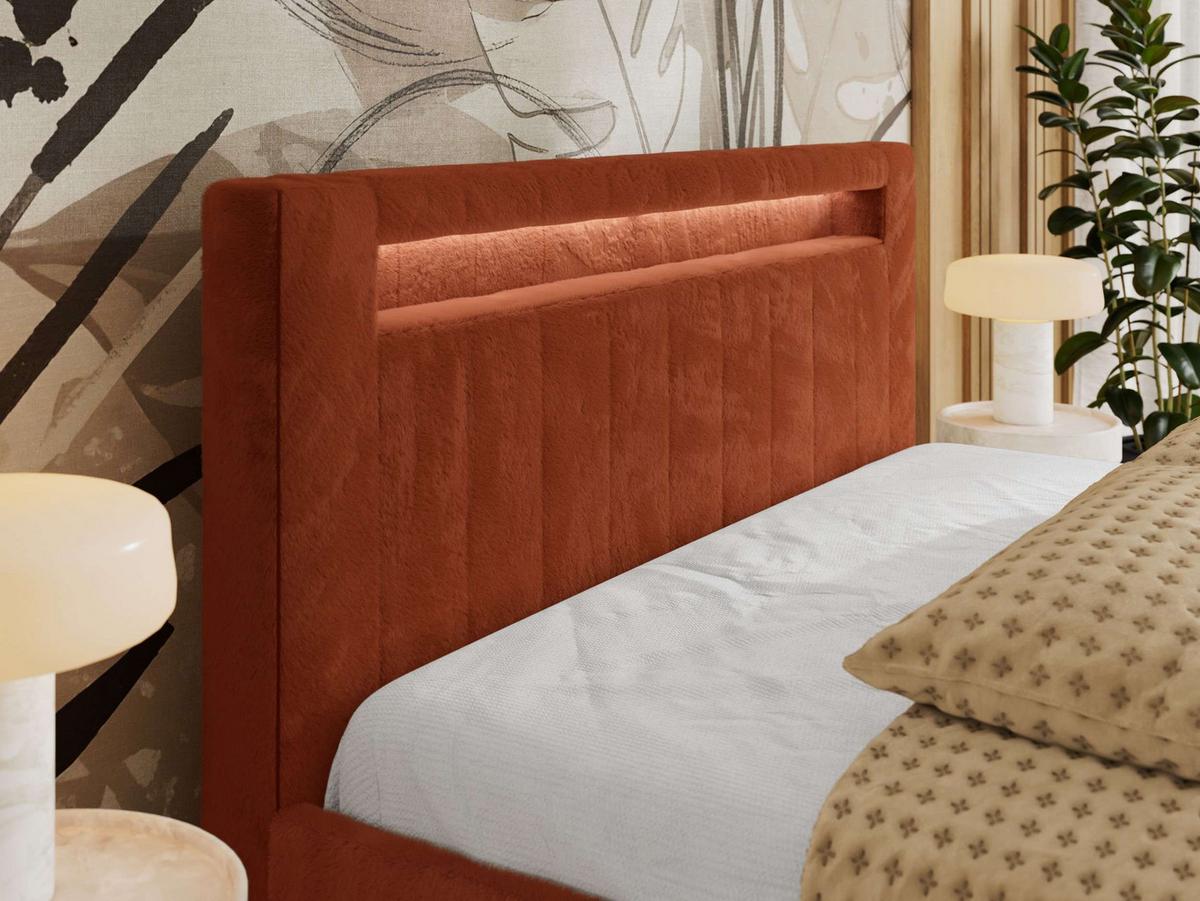 POLSTERBETT GOLD 5 CLASSIC 140/200 - Orange Plüsch - Multipocket-Matratze - Orange, Textil (140/200cm) - MKS