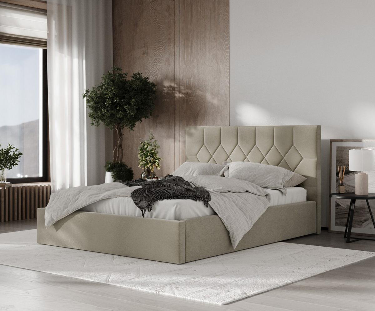 POLSTERBETT Brisa 140/200 cm Olivgrün im Asti Stoff - Schwarz/Naturfarben, Holz/Holzwerkstoff (140/200cm) - AltaBeds