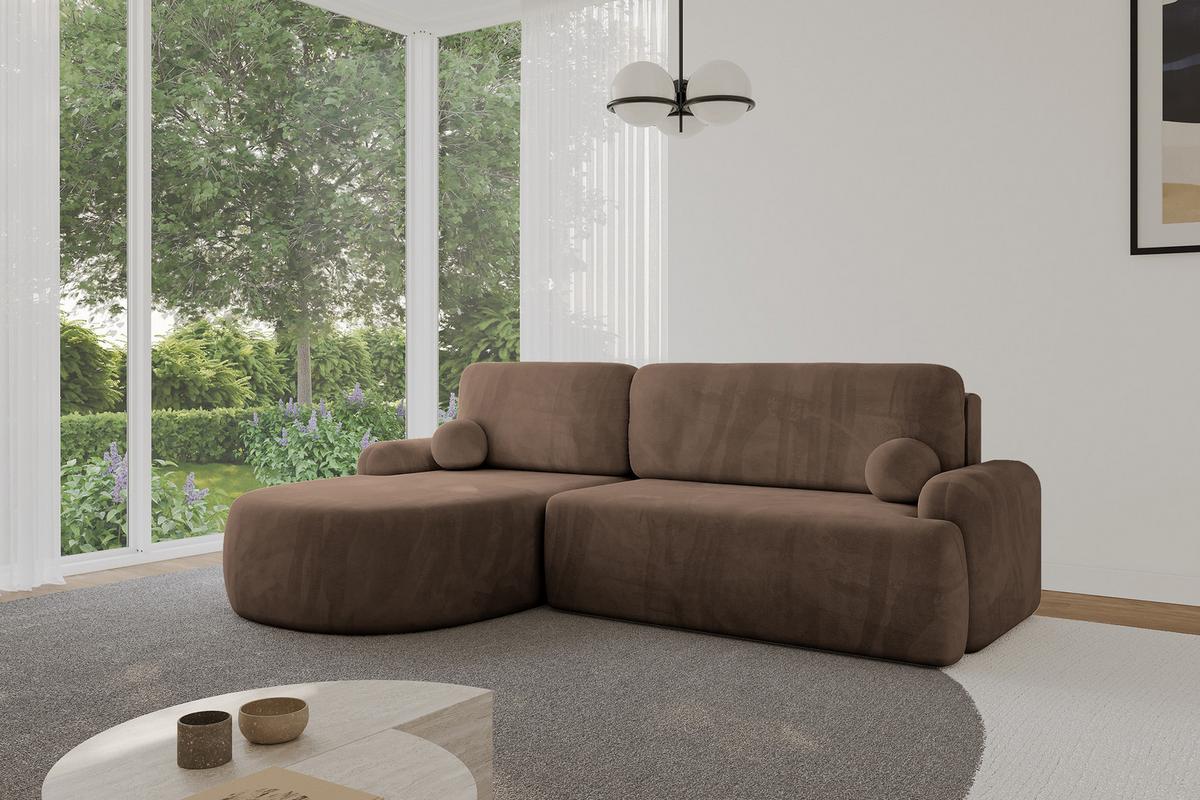 ECKSOFA mit Schlaffunktion und Bettkasten LIRA-L - 264x172x89 Braun - Braun, Holzwerkstoff/Textil (264/172cm) - ALTDECOR