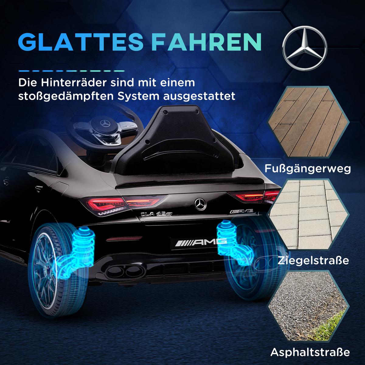 KINDER Elektroauto 12V Kinderauto mit Fernbedienung, Musik, bis 5 km/h Schwarz - Schwarz, Metall (110/61/45cm) - AIYAPLAY