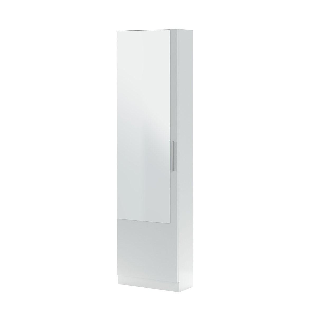 SCHUHSCHRANK, 1 Tür mit Spiegel - H180 cm - Weiß, Holzwerkstoff (22/180/6.5cm) - Calicosy