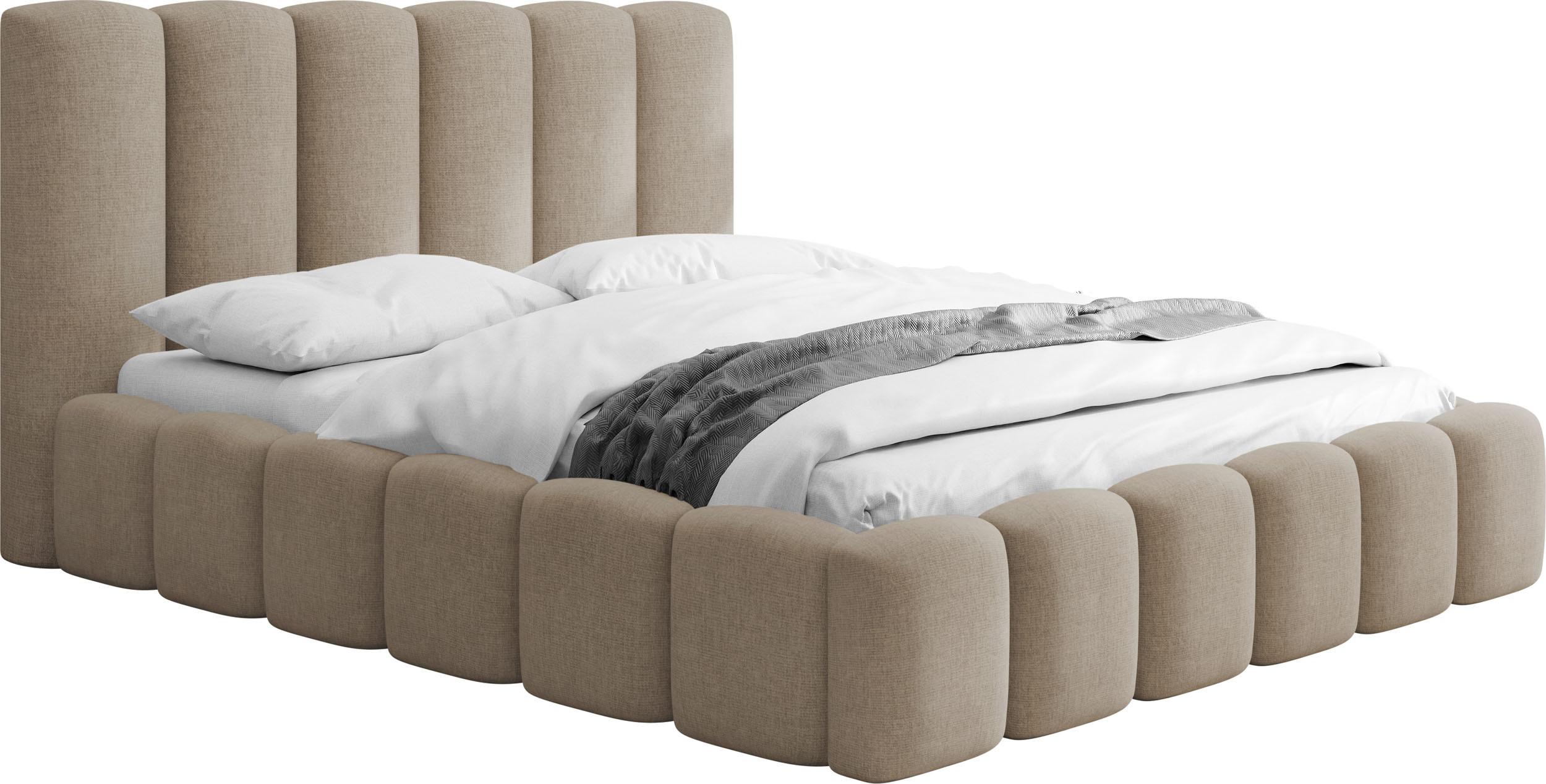 POLSTERBETT Serenity mit Bettkasten & Lattenrost in Braun Chenille 120 x 200 cm - Birkefarben/Schwarz, Holzwerkstoff/Kunststoff (120/200cm) - WFL GROUP