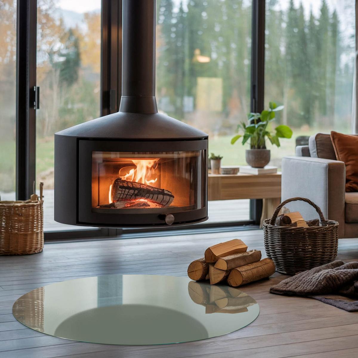 GLASPLATTE für Kamin Ø 100 cm - Grün, Glas (100/100/0.4cm) - TULUP