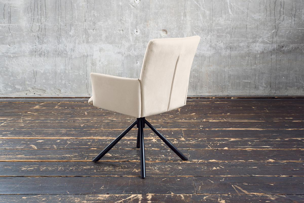 ESSZIMMERSTUHL KYRA Cremeweiß Velvet Drehbar (360°) (1er-Set) - Creme, Kunststoff/Textil (64/88/61cm) - KAWOLA