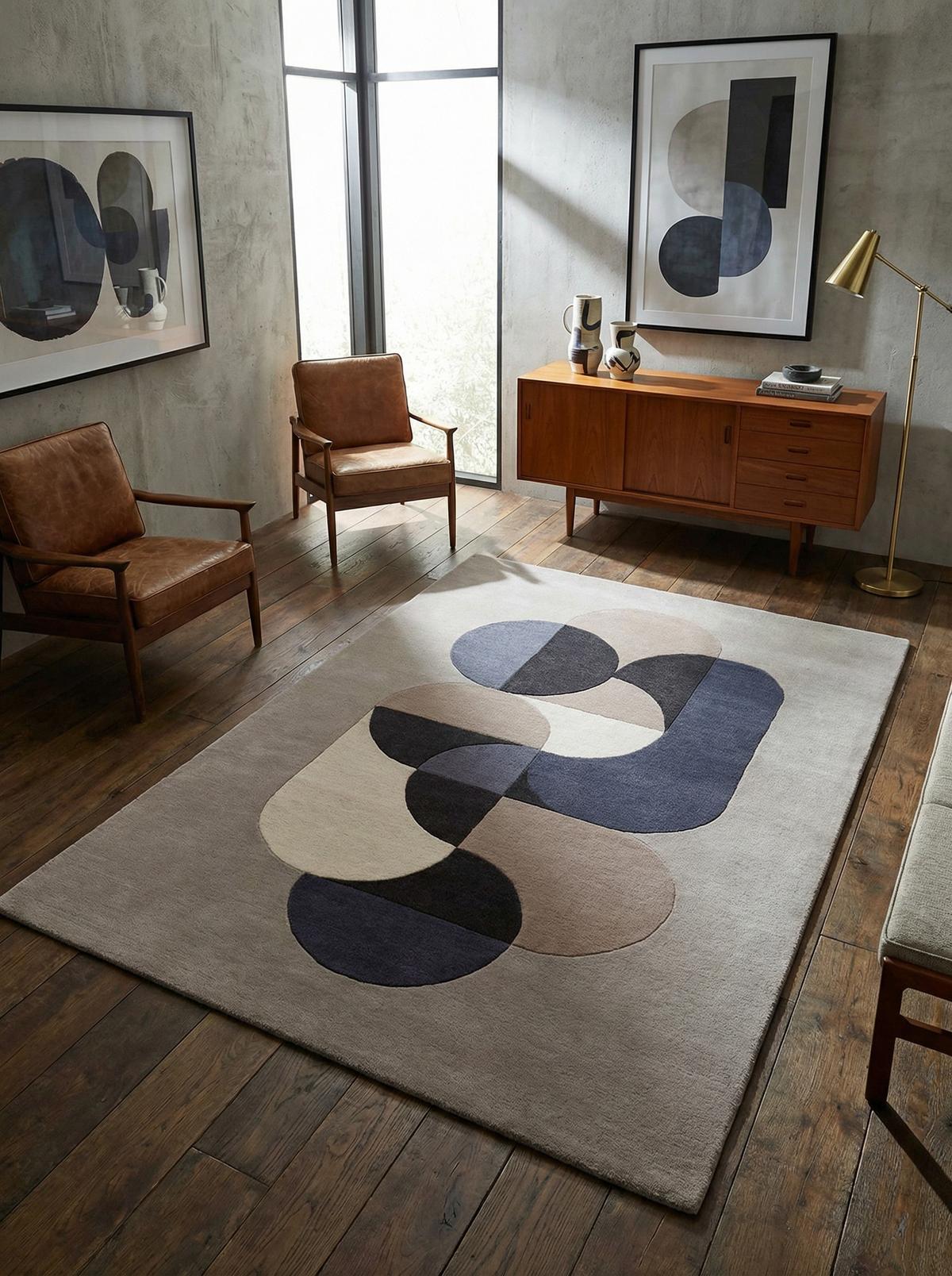 WOLLTEPPICH handgewebt HULL-Beverley, geometrisch, Hellgrau, 120 x 170 cm - Grau, Textil (170/120cm) - KADIMA DESIGN