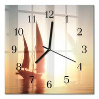 WANDUHR aus Glas 30x30 cm - Segelboot - Multicolor, Glas (30/30/0.4cm) - TULUP
