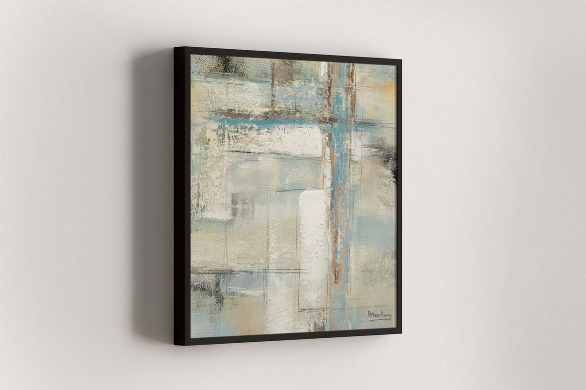 ACRYLBILD HANDGEMALT 60/60 cm - Blau/Beige, Holz/Textil (60/60cm) - KUNSTLOFT