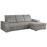 ECKSOFA MADRITO L - Hellgrau Velorus - Rechts - Silberfarben/Hellgrau, Textil/Metall (256/160cm)