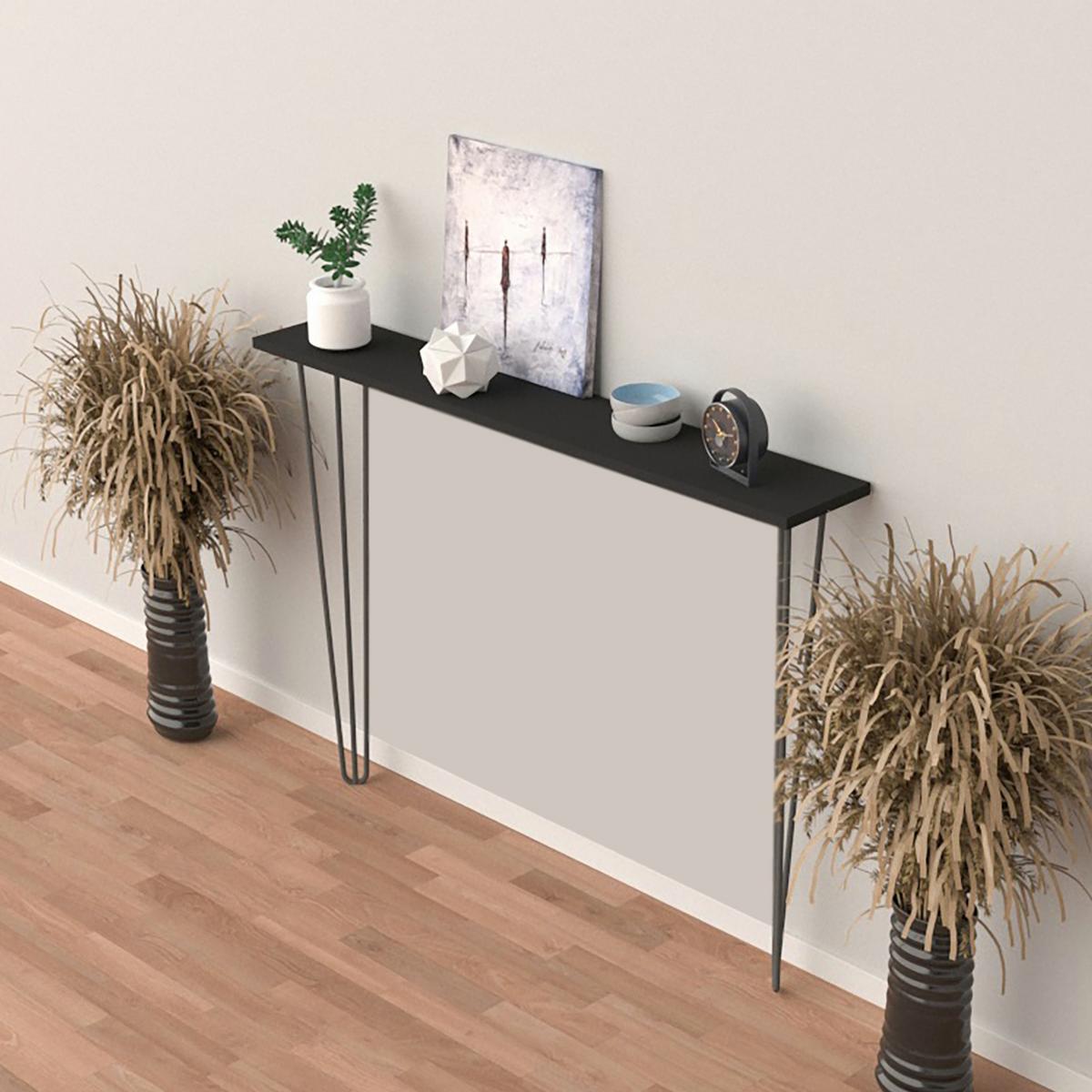 KONSOLENTISCH Kokemäki - Schwarz, Metall (18/80/82cm) - [en.casa]